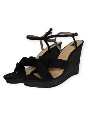 G.I.L.I Sandals Kahlie Printed Padded Insole Wedge Heels Women's Black Sz 11M